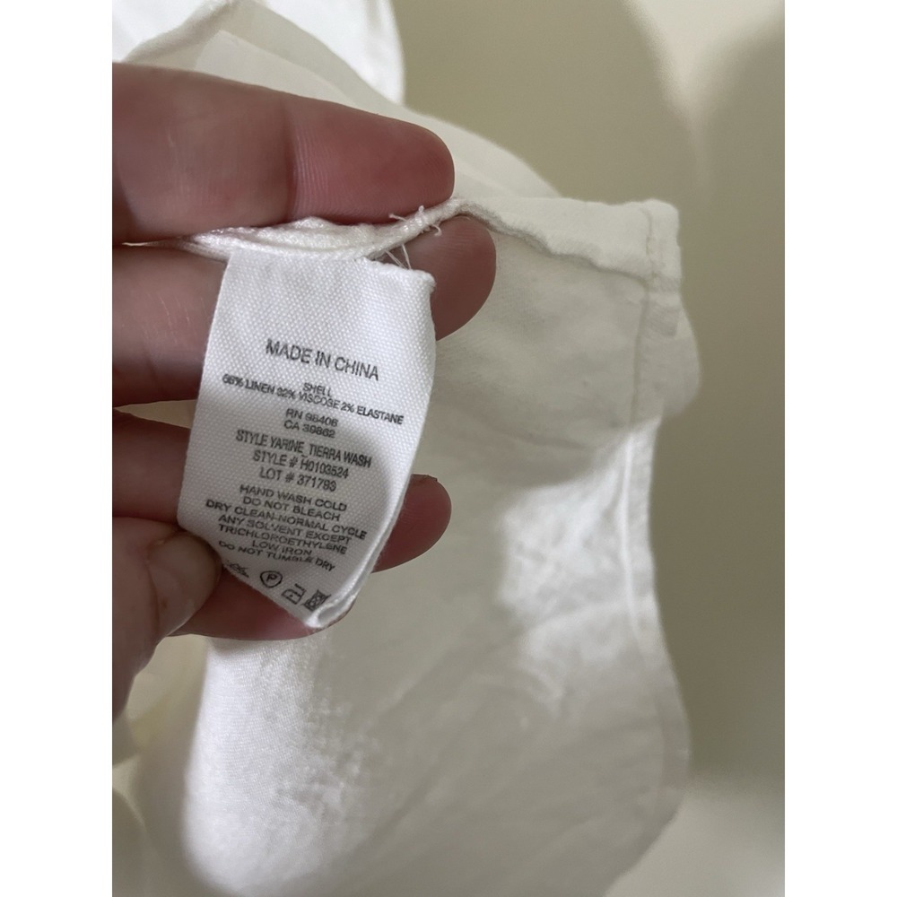 Theory Medium White Linen Sleeveless Button Up Top Collared Minimalist Lagenlook - Picture 5 of 7